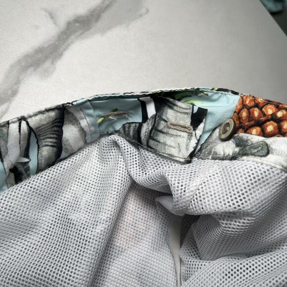 iLot Mens Swim Trunks L Mesh Liner Pockets Board Shorts Elephants Pineapples EUC - Picture 5 of 12